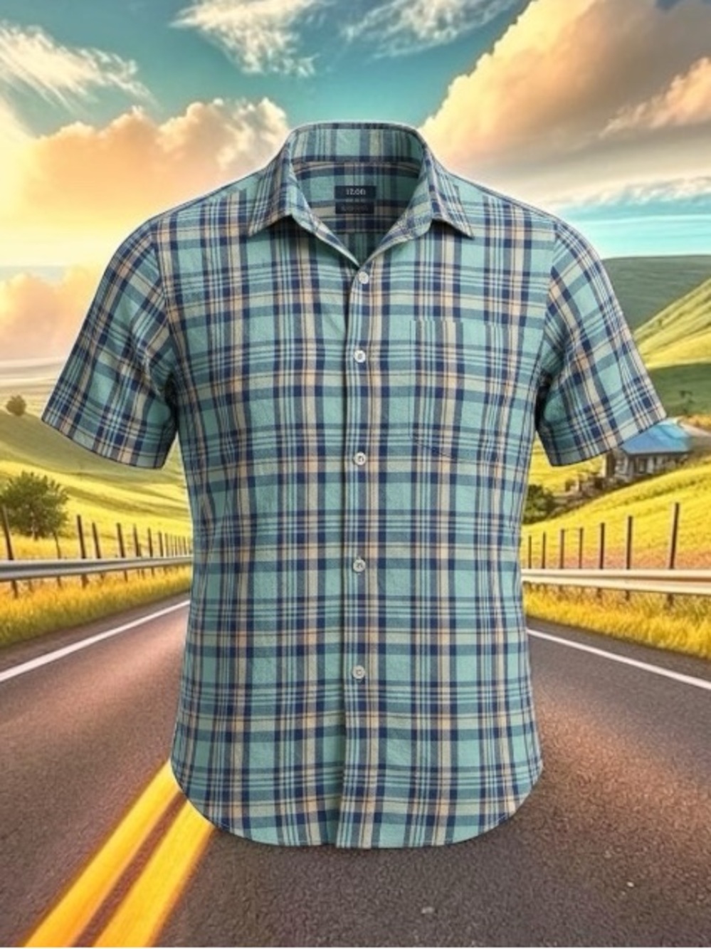 Izod Men's Blue Plaid Short Sleeve Button-Down Shirt